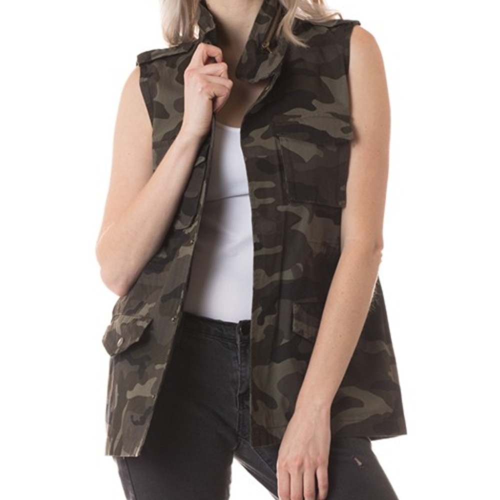 NEW LOVE TREE CAMOUFLAGE MILITARY ANORAK ARMY VEST shirt jacket wrap USA SM-2XL - Picture 2 of 8